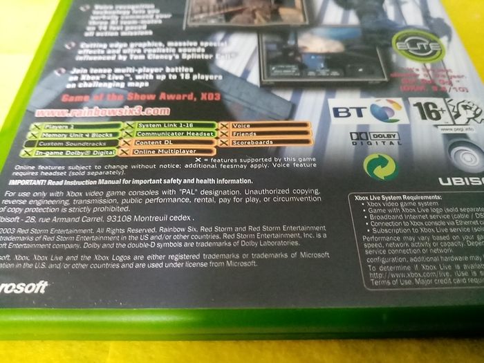 Rainbow Six 3 Xbox & Xbox 360 Games