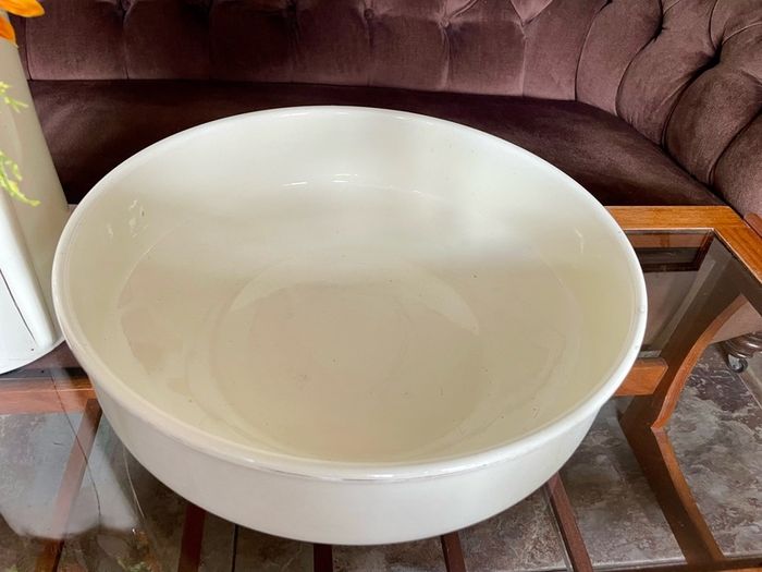 Large Sarreguemines France Ivory Washbasin and Jug Art Deco 1920s to 50s