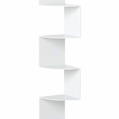 Corner Shelf, Acrylic 5 Tier Corner Floating Shelf Wall Mount for Bedroom Bathroom Living Room, Zig Zag Display Shelf Corner Stand, White (FREE POSTAGE)