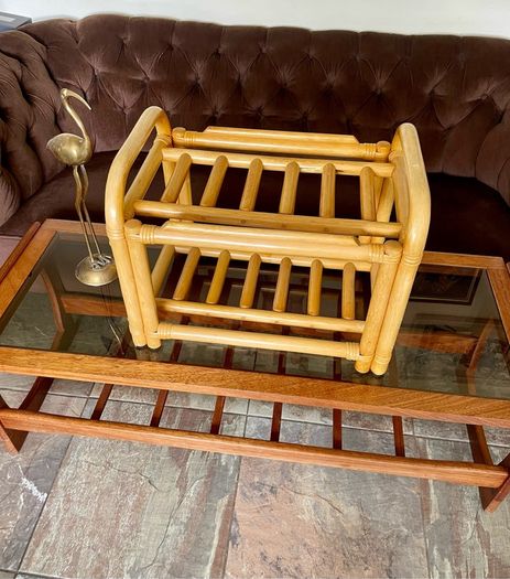 Sturdy Versatile Rattan and Bamboo Low Stool Footstool VGC