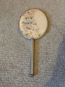 vintage floral vanity hand mirror