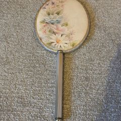 vintage floral vanity hand mirror