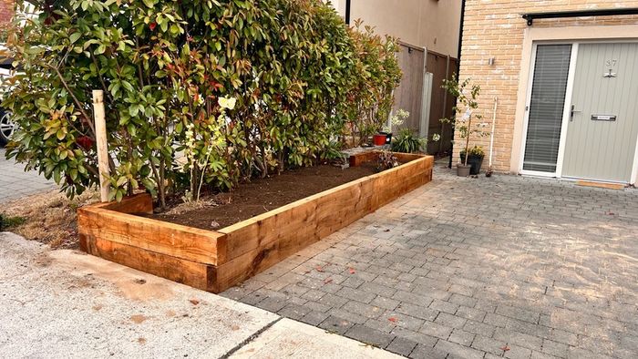 Front Porch Planter Box, Garden Sleepers Edging