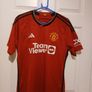 Official Adidas Manchester United 2023/24 Home Shirt - Size M (Slim Fit) Image 2