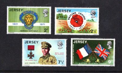 1971 Jersey 50th Anniversary of Royal British Legion Commemorative Stamps Mint Never Hinged (MNH)
