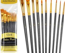 10PCS Paint Brushes Set Nylon Hair Brush for Acrylic Painting Oil Painting Watercolor Painting Gouache Painting Face Painting (FREE POSTAGE)