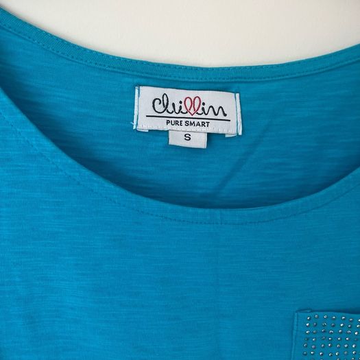 Blue Studded Pocket T-Shirt - Size S