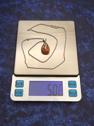 Vintage 925 Sterling Silver & Natural Baltic Amber Necklace