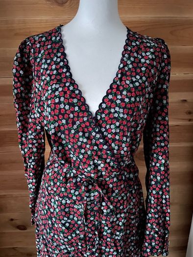 &other stories wrap around dress flowers pattern long sleeve size 12 new