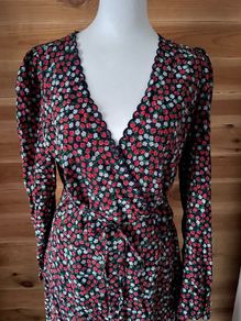 &other stories wrap around dress flowers pattern long sleeve new size 10