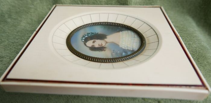 Antique Original Miniature Portrait Painting Old Frame Signed