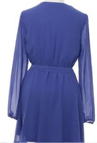 blue wrap dress