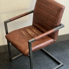 designer industrial cognac leather armchair