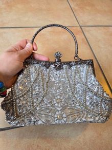 Ivory Beaded & Sequinned Evening or Bridal Clutch Bag