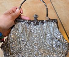 Ivory Beaded & Sequinned Evening or Bridal Clutch Bag