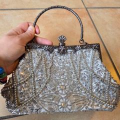 Ivory Beaded & Sequinned Evening or Bridal Clutch Bag