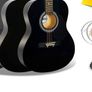 Full Size 4/4 Acoustic Guitar Steel String Pack Bundle for Beginners - 6 Months FREE Lessons, Bag, Picks and Spare Strings - Black Image 3