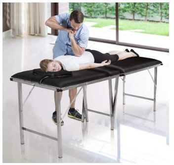 Foldable Massage Table, Portable Aluminium Feet and Premium PU Leather Massage Bed