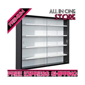Tempered Glass Cabinet Collecty, Black/white (FREE SHIPPING)