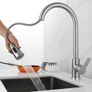 36644 Brushed Nickel Kitchen Faucet Single Hole Pull Out Kitchen Sink Mixer Tap Image 4