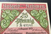 Rare 1921 German Notgeld Banknote - Rehmen