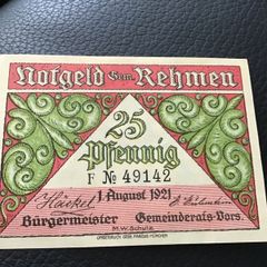 Rare 1921 German Notgeld Banknote - Rehmen