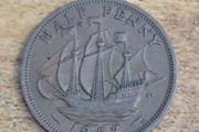 Great Britain UK 1957 Half Penny Elizabeth II Coin - free standard postage