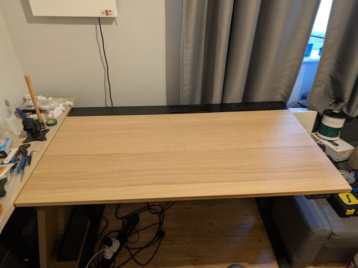 IKEA MITTZO Electric height adjustable standing desk - oak effect top