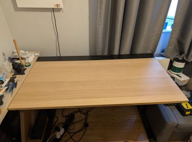 IKEA MITTZO Electric height adjustable standing desk - oak effect top