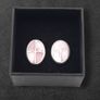 925 Vintage Sterling Silver & Pink Mother of Pearl Stud Earrings Image 2