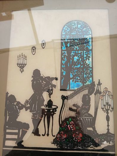 Vintage painting on glass, Reverse Art