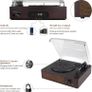 Vinyl Record Player Bluetooth Belt-Driven 3-Speed Turntable, Vintage Retro Record Players Built-in Stereo Speakers Image 2