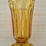 Amber vase on a foot made of pressed glass Image 3