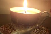 Vintage tea cup and saucer candle
