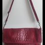 Red Italian Suede Croc-Effect Leather Crossbody Bag Clutch Image 2