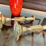 Pair Gun Barrel Deco Era Brass Candlesticks Early 20th Century Image 6