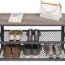_shoe bench, shoe cabinet, shoe rack for sitting, shoe rack with 3 levels, metal frame, for entrance area, hallway, living room, industrial design, wood look, greige-gray, Image 3