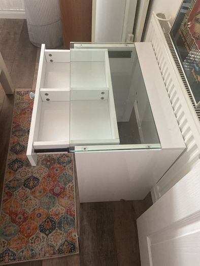 glass top table cabinet