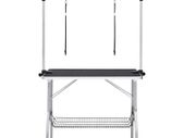 Adjustable Dog Grooming Table with 2 Loops and Basket