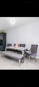Marble Table, Chairs and Bench