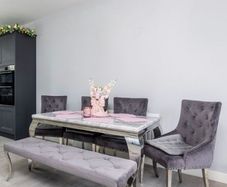 Marble Table, Chairs and Bench