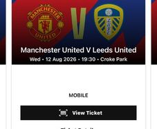 tickets( 2)1 adult 1 u/ 16 Man Utd end