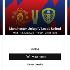 tickets( 2)1 adult 1 u/ 16 Man Utd end