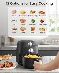 Compact 2L Air Fryer 12 Preset Menus, Adjustable Timer, 80-200 C Temperature Control, 1150W, Dishwasher-Safe Non-Stick Basket, BPA-Free, Space-Saving Design  Ideal for Small Kitchens