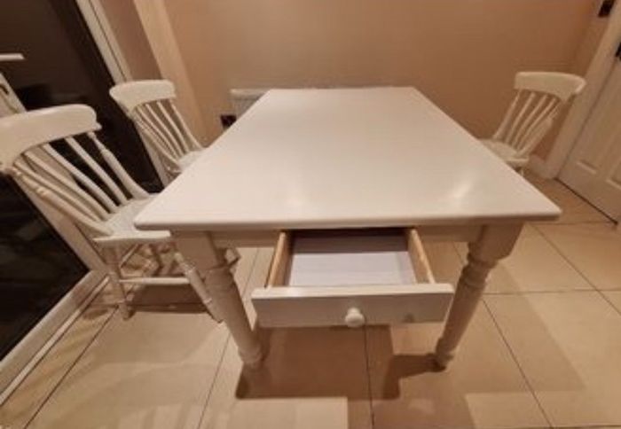 Extremely Solid White 5Ft Wooden Kitchen Dining Table - Can Deliver