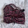 Black and pink floral corset top from For Love & Lemons Size M Black Rose Print Satin Ruched Bustier Cami Top Image 4