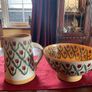Nicholas MosseRed tulip set of two vintage items . A  7 and a half inch cylinder jug and a 9 inch diameter bowl. Can sell separately also Image 2