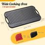 Pre Seasoned Cast Iron Reversible Griddle Grill Pan with Handles for Gas Stovetop Open Fire Oven, 43.18  24.89CM (17x9.8) - One Tray, Scrapers Included Image 3
