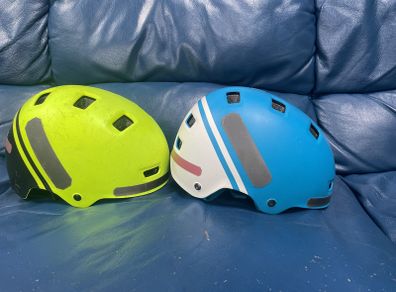 2x Childs helmets for bicycle, skateboard, scooter