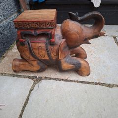 solid wood carved elephant ornament